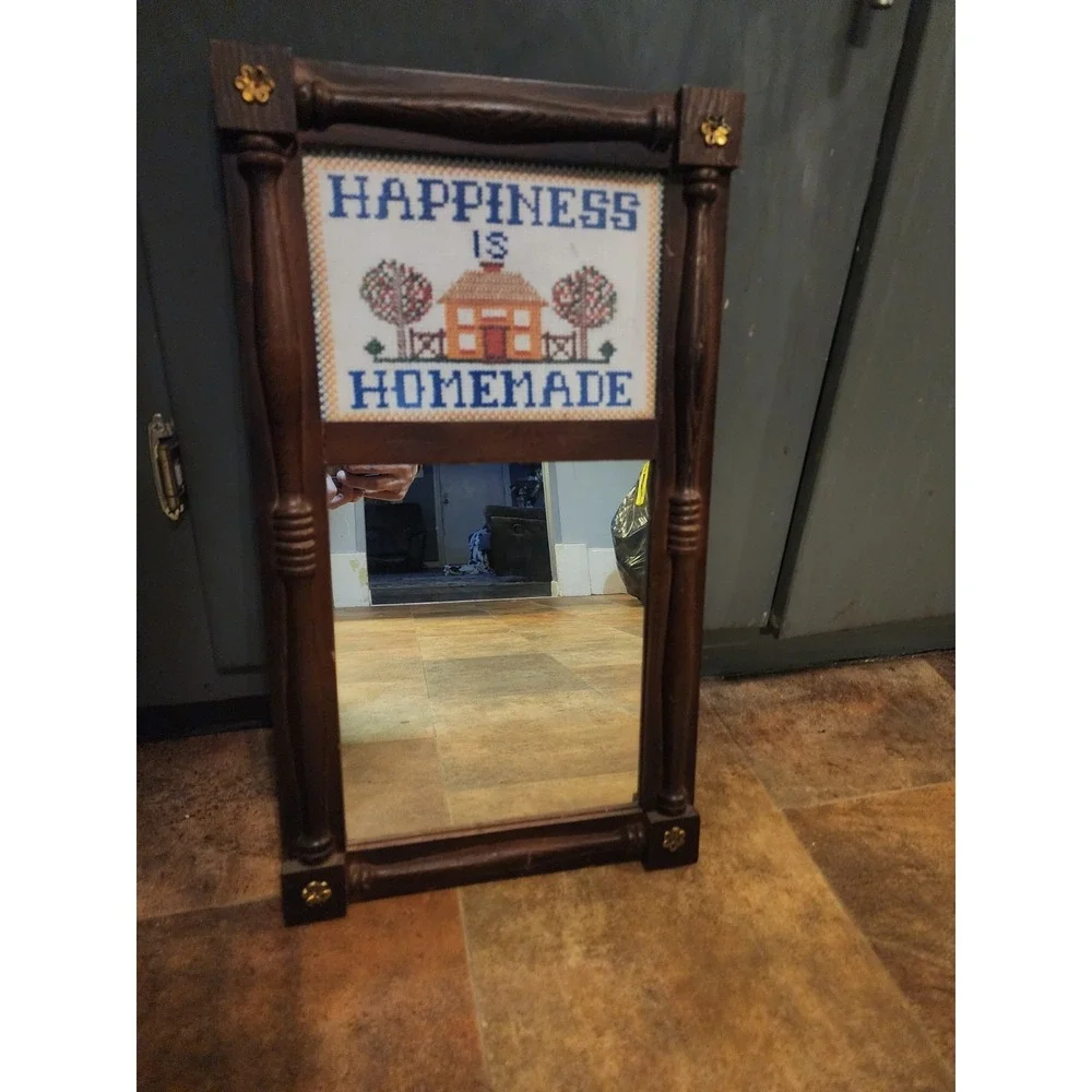 Vintage Wood Framed Cross Stitch 